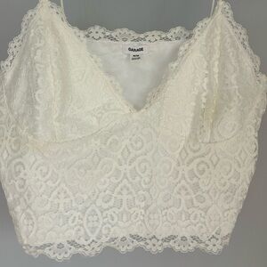 Garage Bralette Cami Crop White Lace Lined Medium Spaghetti Straps Sexy Used